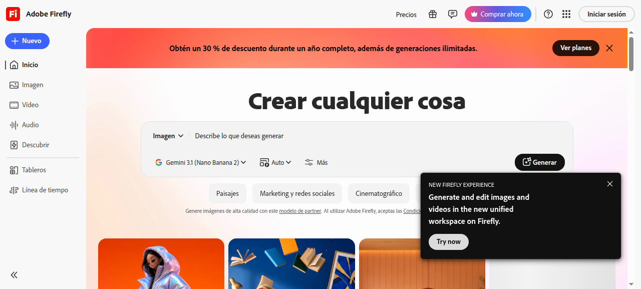 Adobe Firefly homepage
