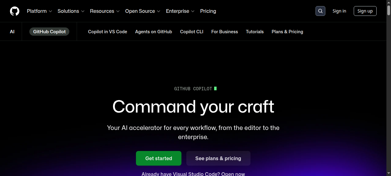 GitHub Copilot homepage