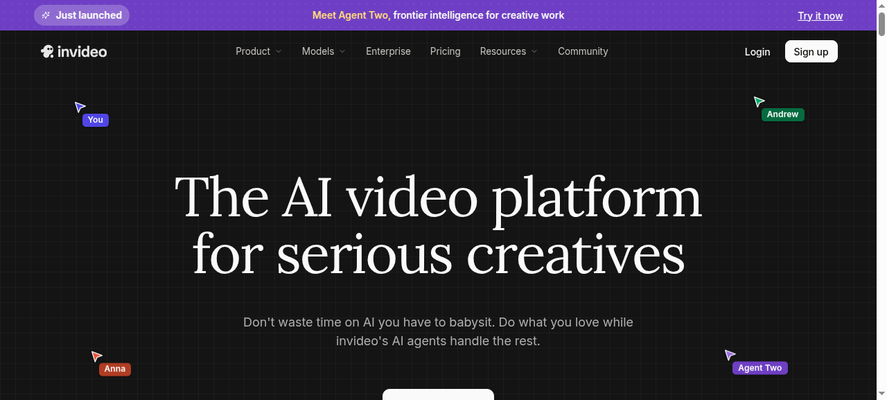 InVideo AI homepage