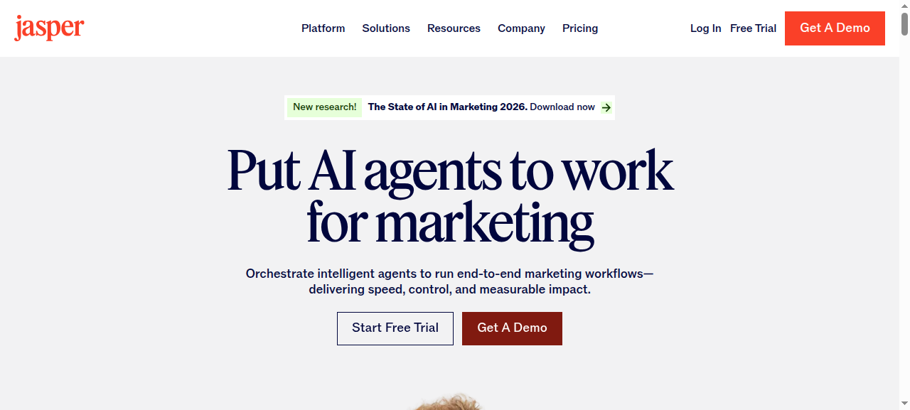Jasper AI homepage