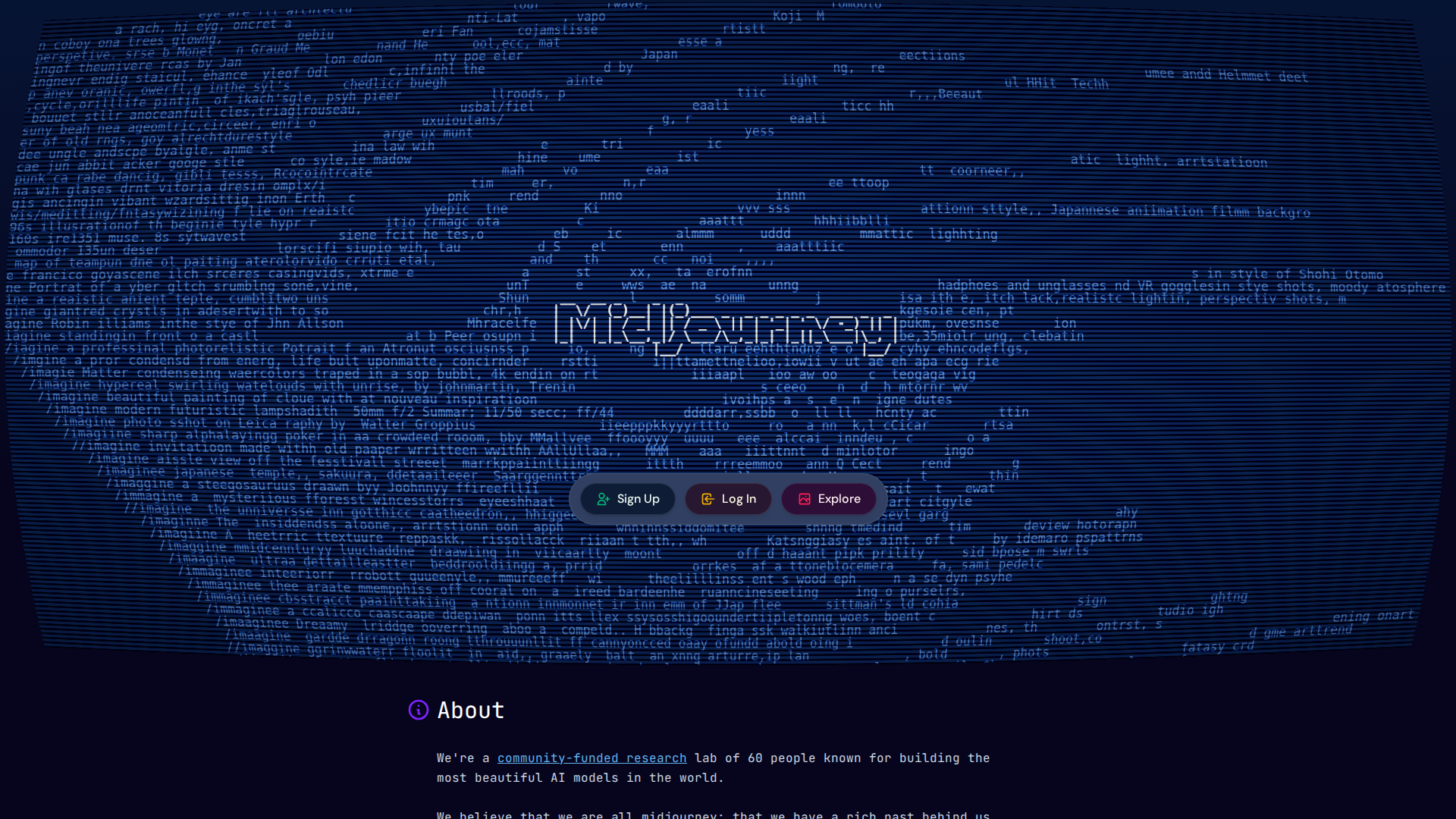Midjourney homepage