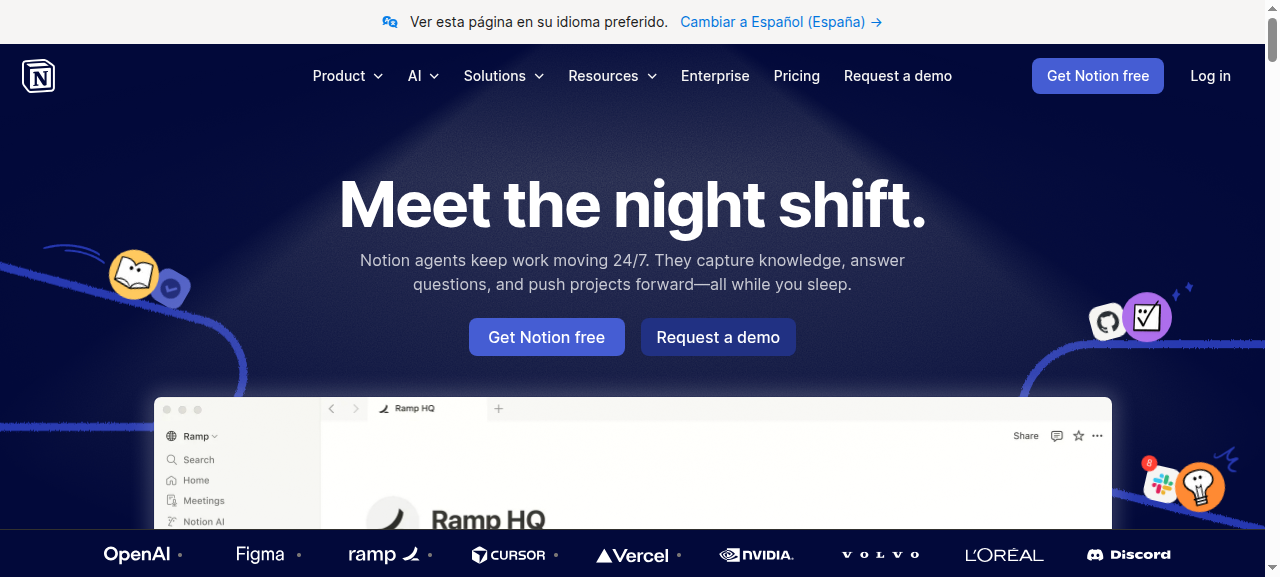 Notion AI homepage