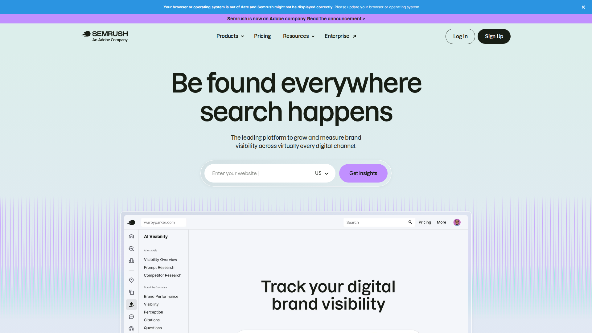 Semrush homepage
