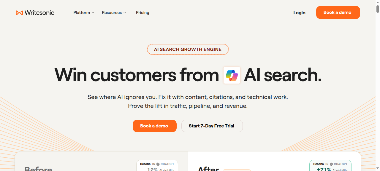 Writesonic homepage
